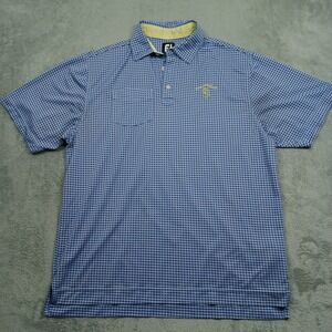 Footjoy Shirt Mens Large BLue Checked Golf Logo Short Sleeve Casual Preppy